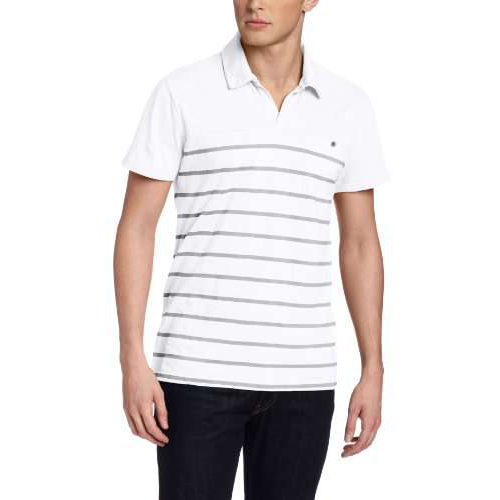 Calvin Klein Jeans Men’s Tinge Stripe Short Sleeve Polo, White, Medium