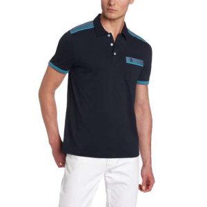 Original Penguin Men’s Short Sleeve Color Block Polo, Total Eclipse, X-Large