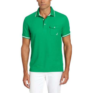 Nautica Men’s Short Sleeve Chest Pocket Polo, Parrot Green, Medium