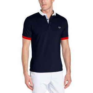Fred Perry Men’s Block Collar Polo, Dark Carbon, Medium